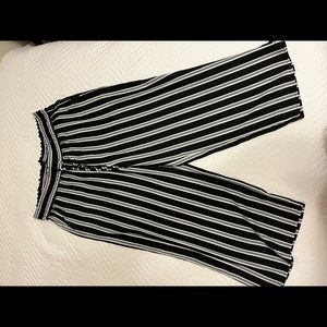 Black and White Striped Flowy Pants
